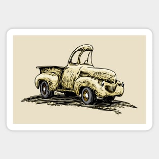 Yellow Classic Truck Cartoon Magnet